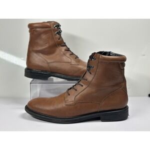 Alfani Men's Mel Plain-Toe Faux Leather Boots Brown - Lace Up Zipper - Size 11.5